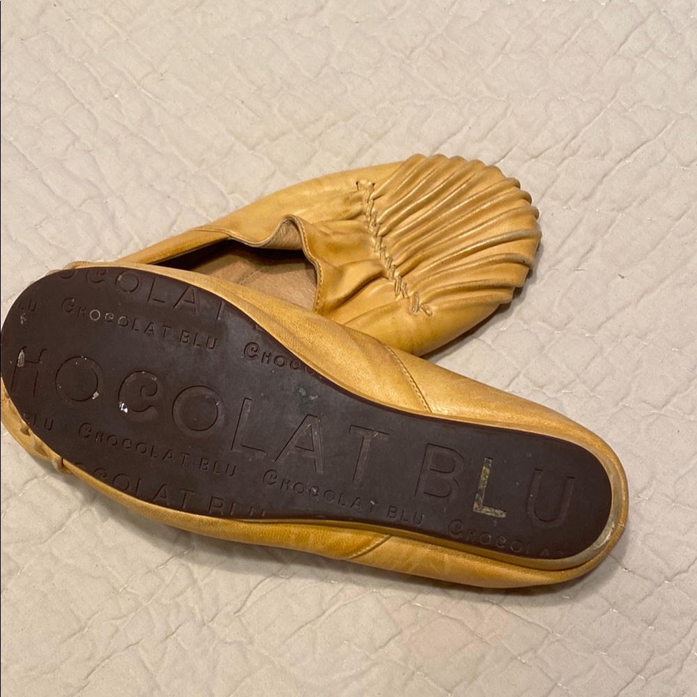 Chocolat Blu Mustard Leather Slip-Ons